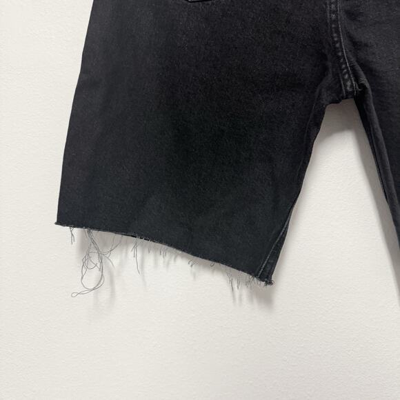 NWT Frame Denim High Rise Bermuda Inkwell Jean Shorts- Raw Hem Black Denim - Picture 8 of 8